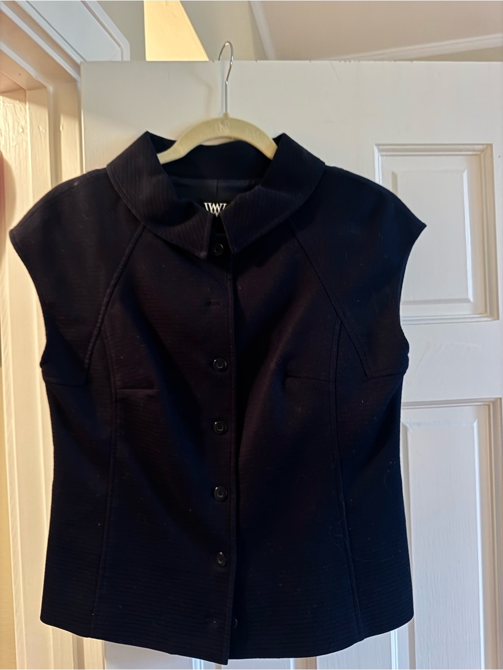 Worth Navy Collared Knit Top